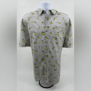 Guy Harvey Gray Mahi Print Short‎ Sleeve Button Up Fishing Shirt Men’s Size XXL